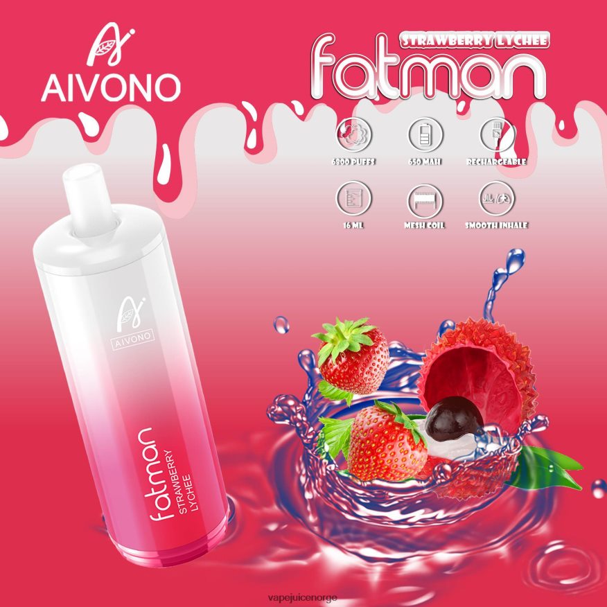Aivono FATMAN 6800 jordbær litchi - P26VZ823 Vape Norge