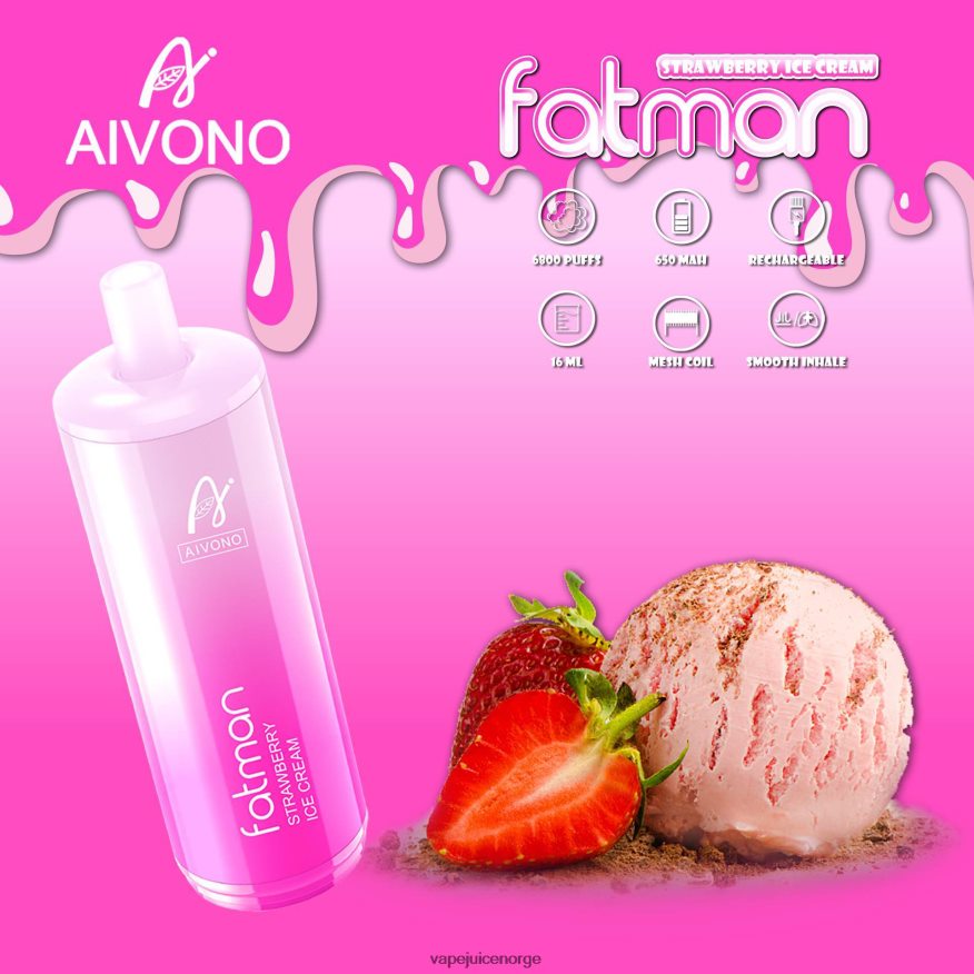Aivono FATMAN 6800 jordbæris - P26VZ821 Vape Norge