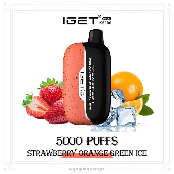 Vape Med Nikotin J04212 jordbær oransje grønn is IGET Moon k5000