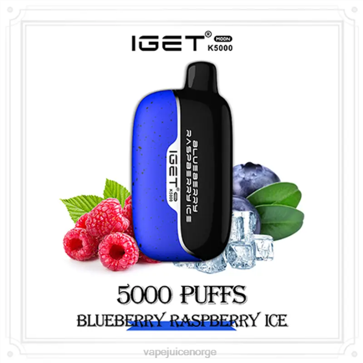 Vape Uten Nikotin J0423 blåbær bringebær is IGET Moon k5000