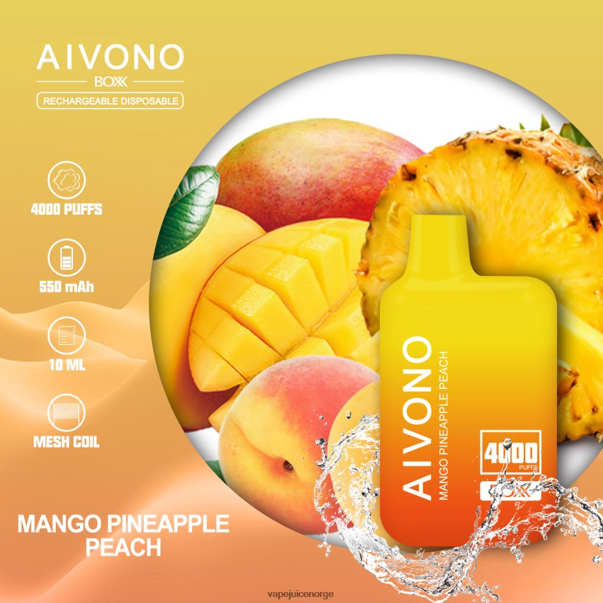 Aivono AIM BOXX 4000 mango ananas fersken - P26VZ8219 Vape Norge