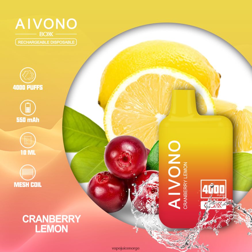 Aivono AIM BOXX 4000 tranebær sitron - P26VZ8218 Vape Juice