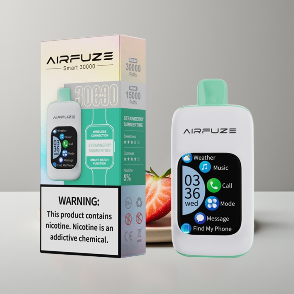 AirFuze Smart 30000 Puffs Engangsvaper Jordbær Sommertid med skjerm og Touch